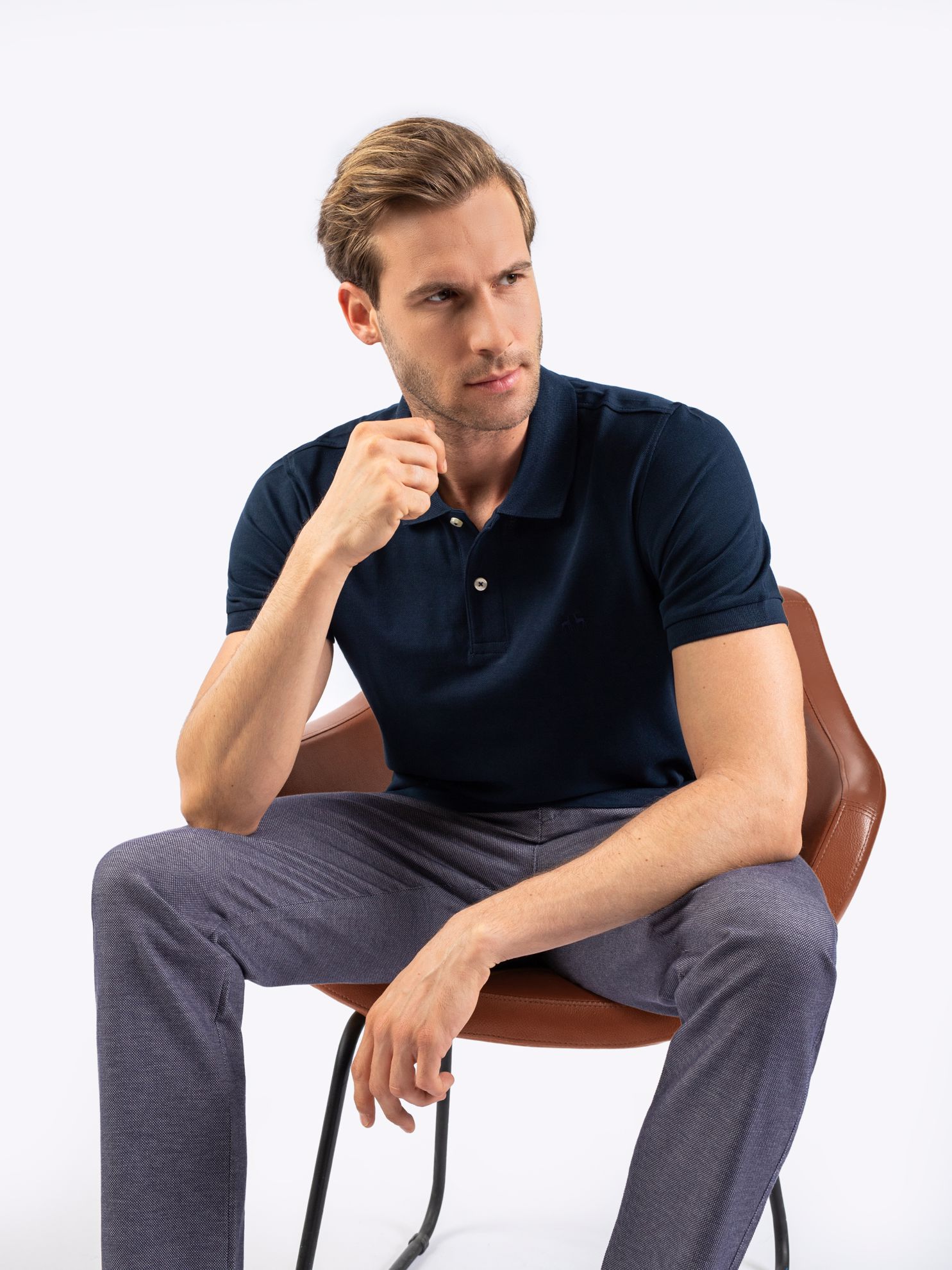 Karaca Erkek Slim Fit Polo Yaka Tişört-New Lacivert. ürün görseli