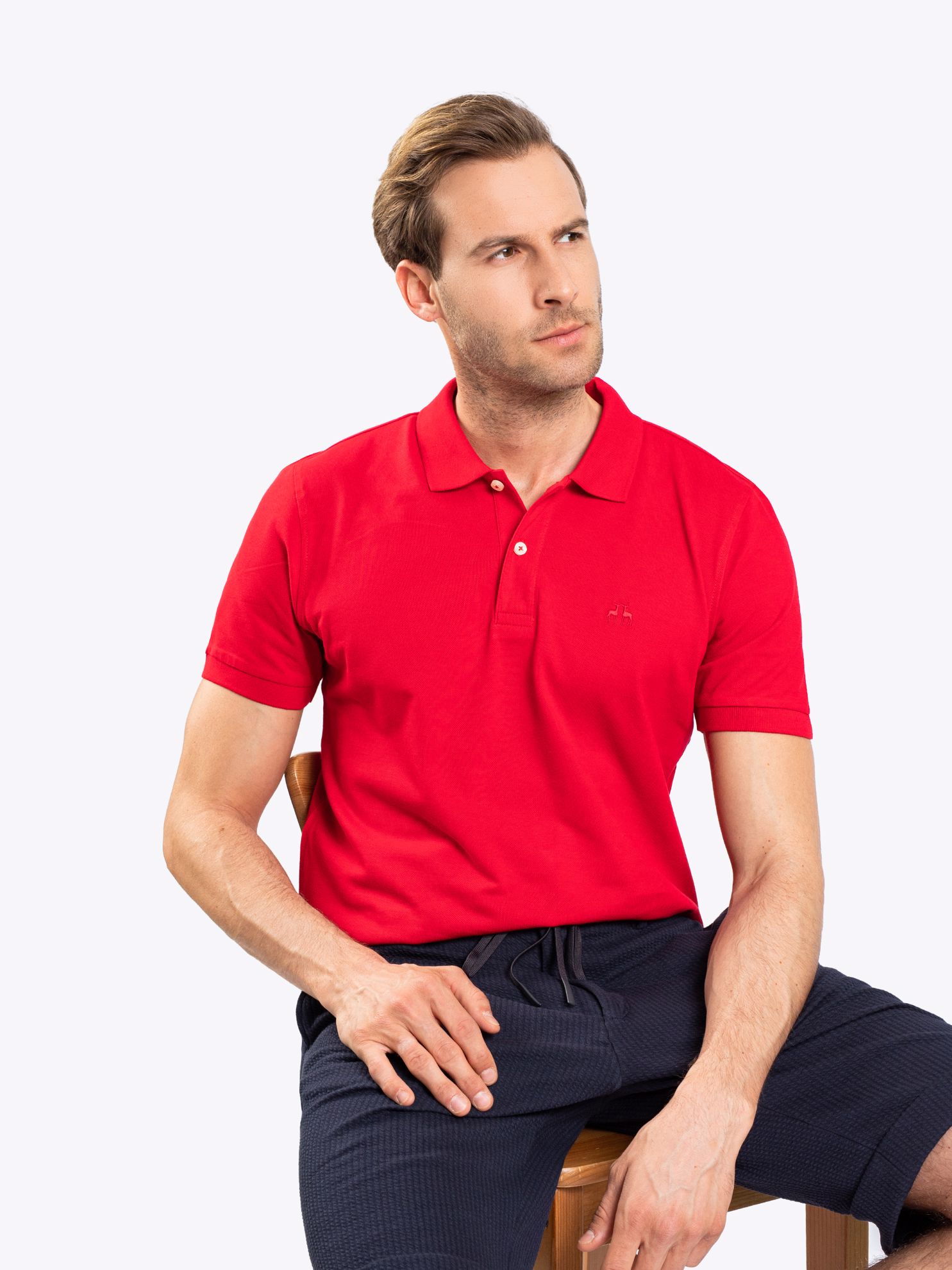 Karaca Erkek Slim Fit Polo Yaka Tişört-Kırmızı. ürün görseli