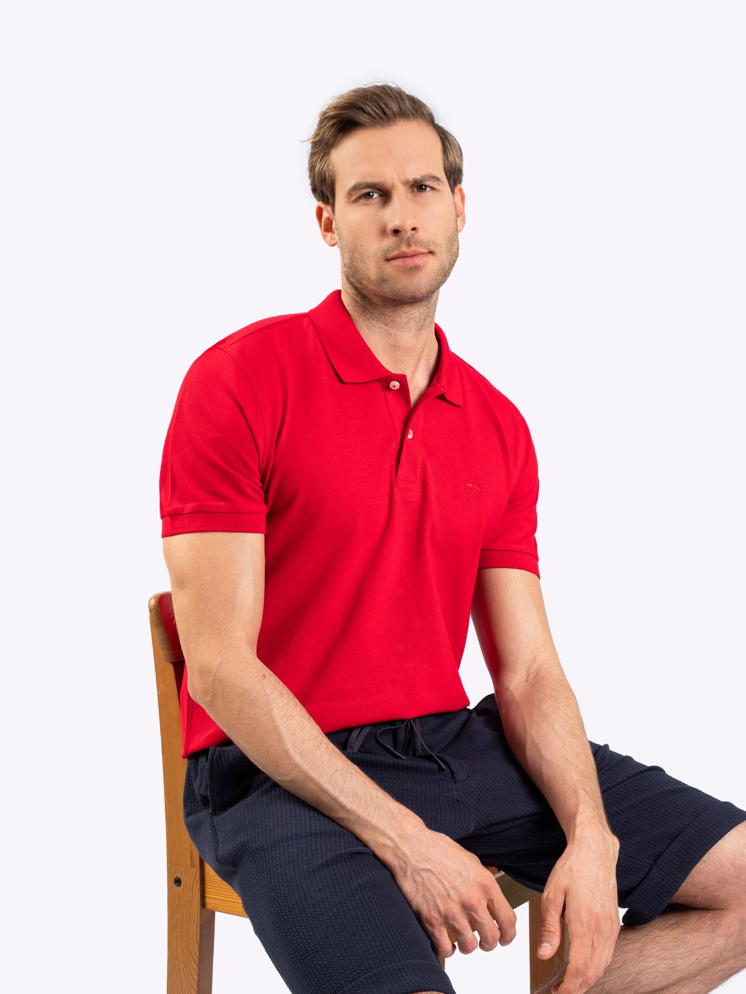Karaca Erkek Slim Fit Polo Yaka Tişört-Kırmızı. ürün görseli