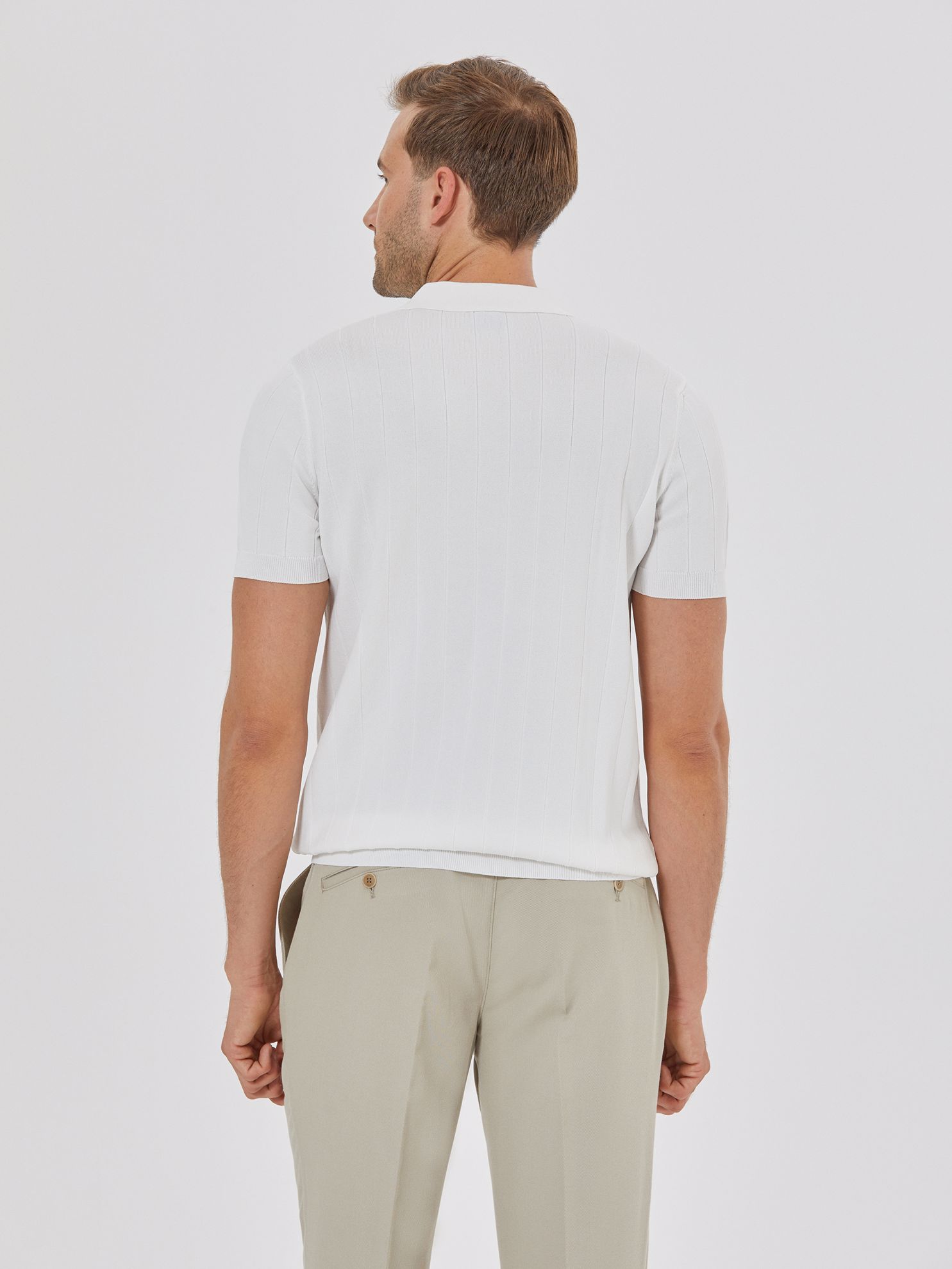 Karaca Erkek Slim Fit Triko T-Shırt-Kırık Beyaz. ürün görseli