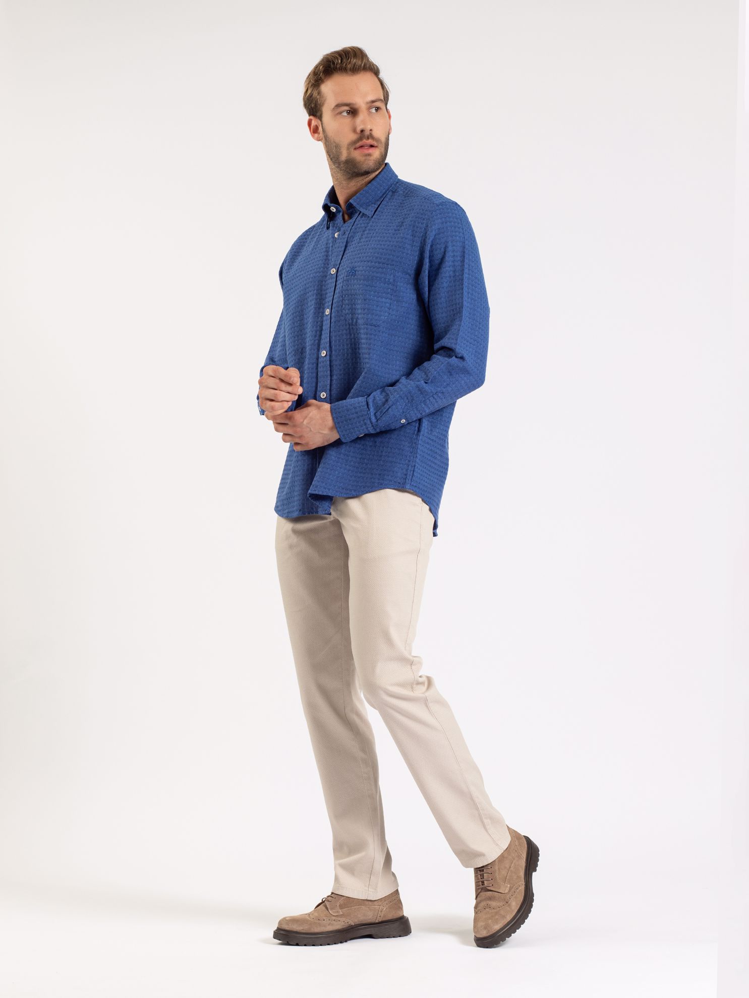 Karaca Erkek Regular Fit Gömlek-Saks Mavi. ürün görseli