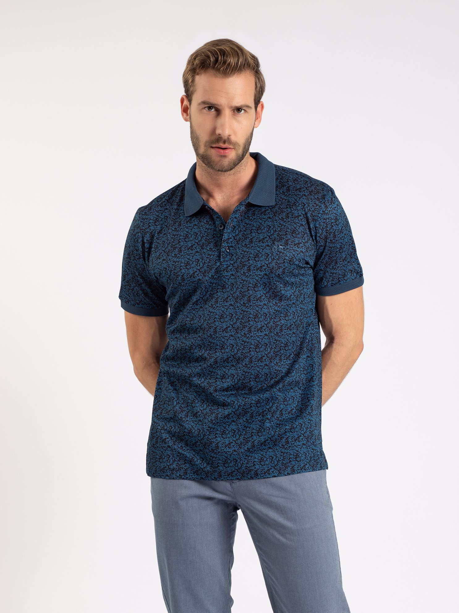 Karaca Erkek Slim Fit Polo Yaka Tişört-İndigo. ürün görseli