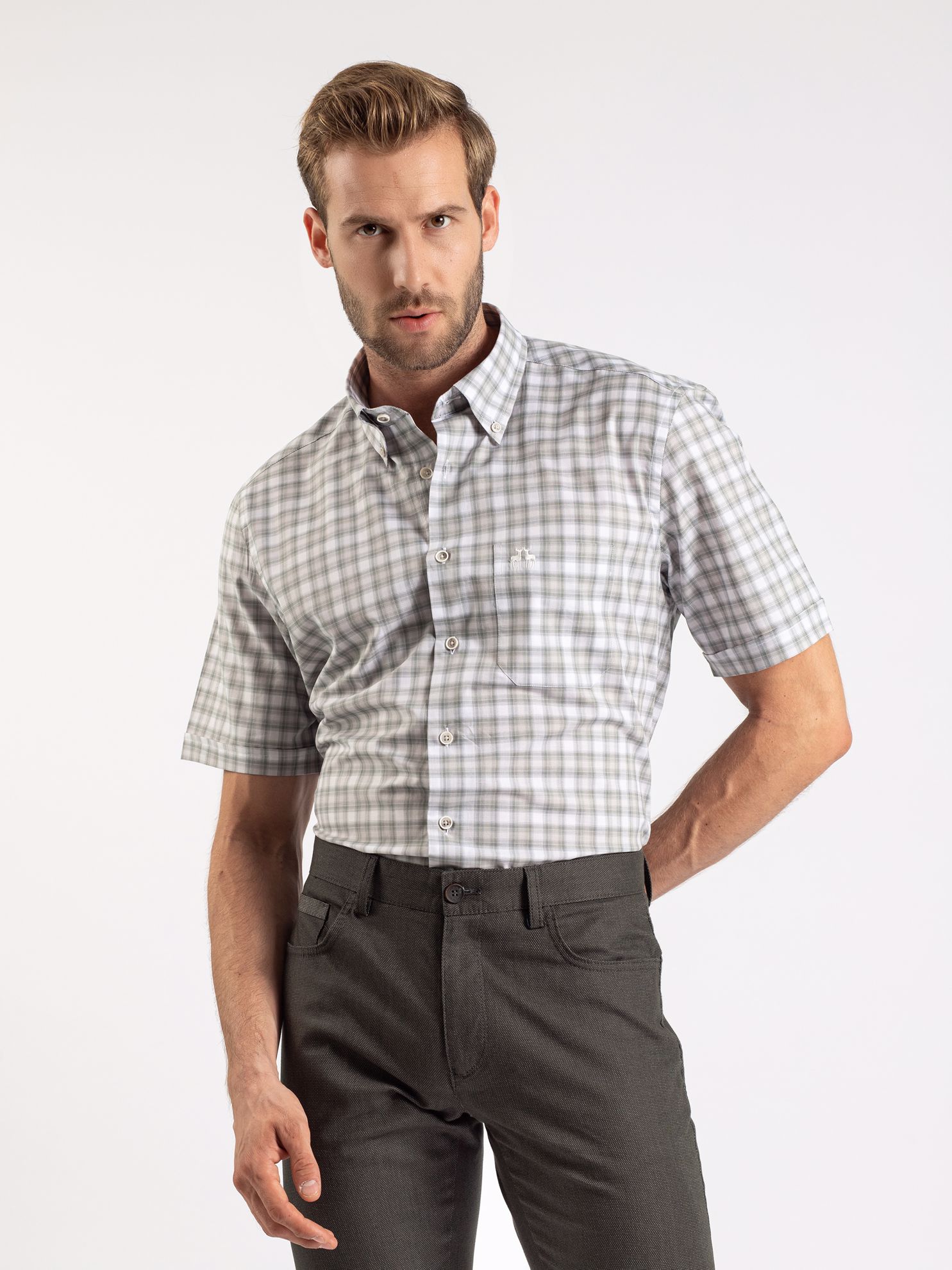 Karaca Erkek Regular Fit Gömlek-Haki. ürün görseli