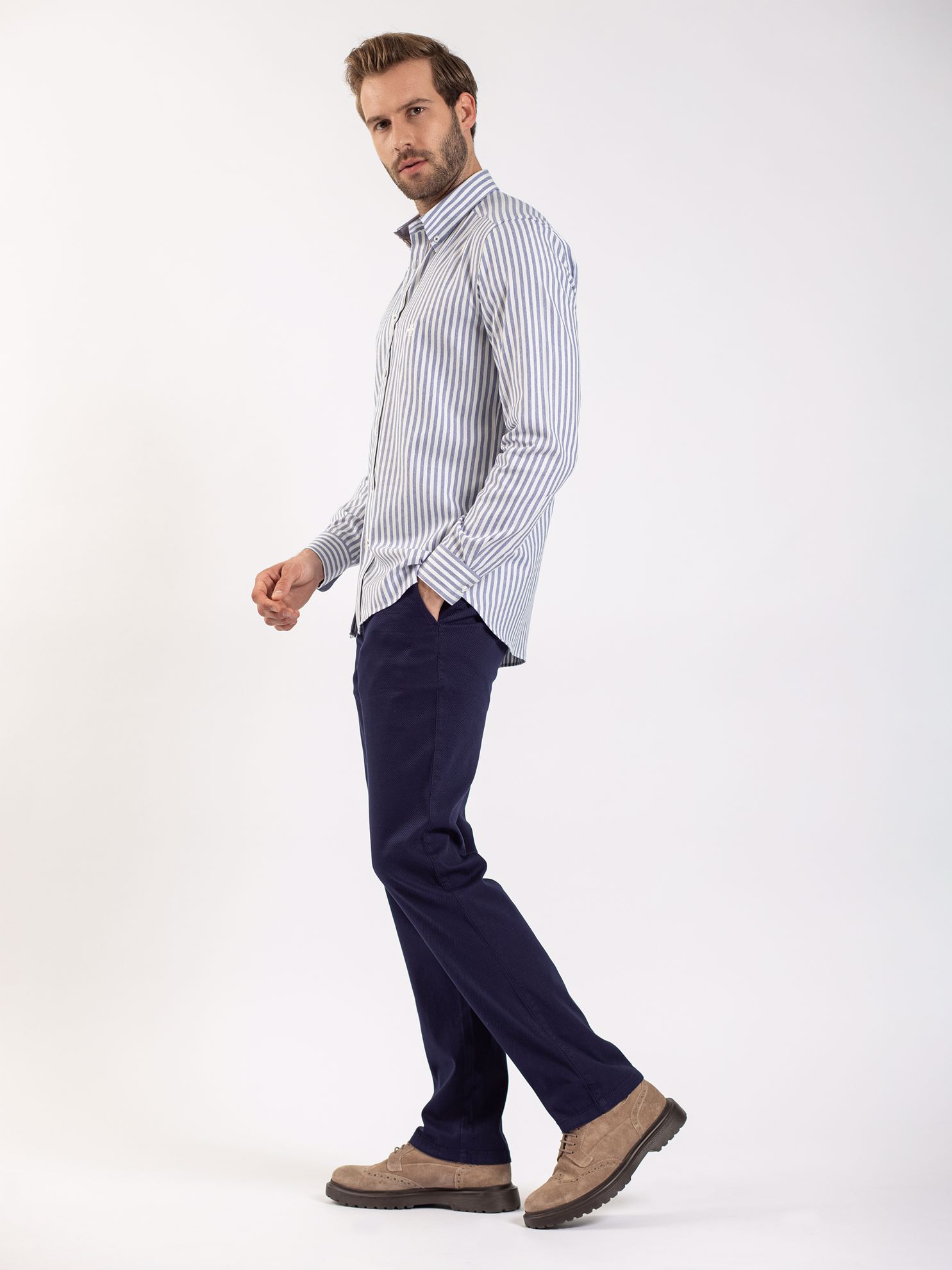 Karaca Erkek Slim Fit Gömlek-İndigo. ürün görseli