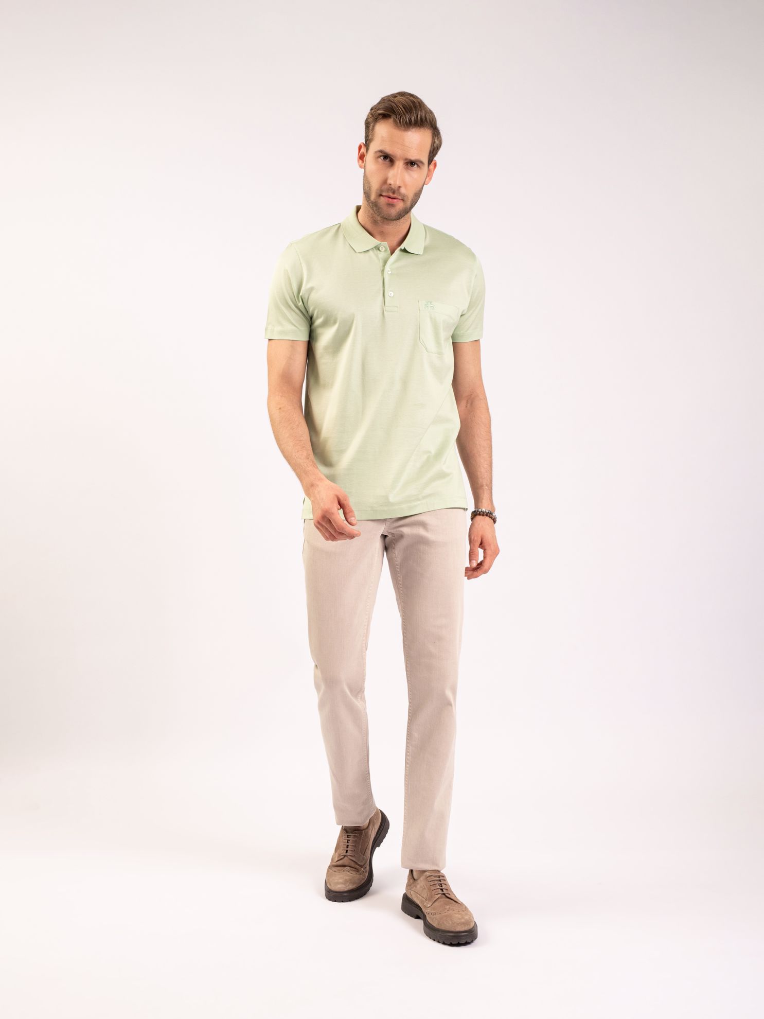 Karaca Erkek Regular Fit Polo Yaka Tişört-Açık Yeşil. ürün görseli