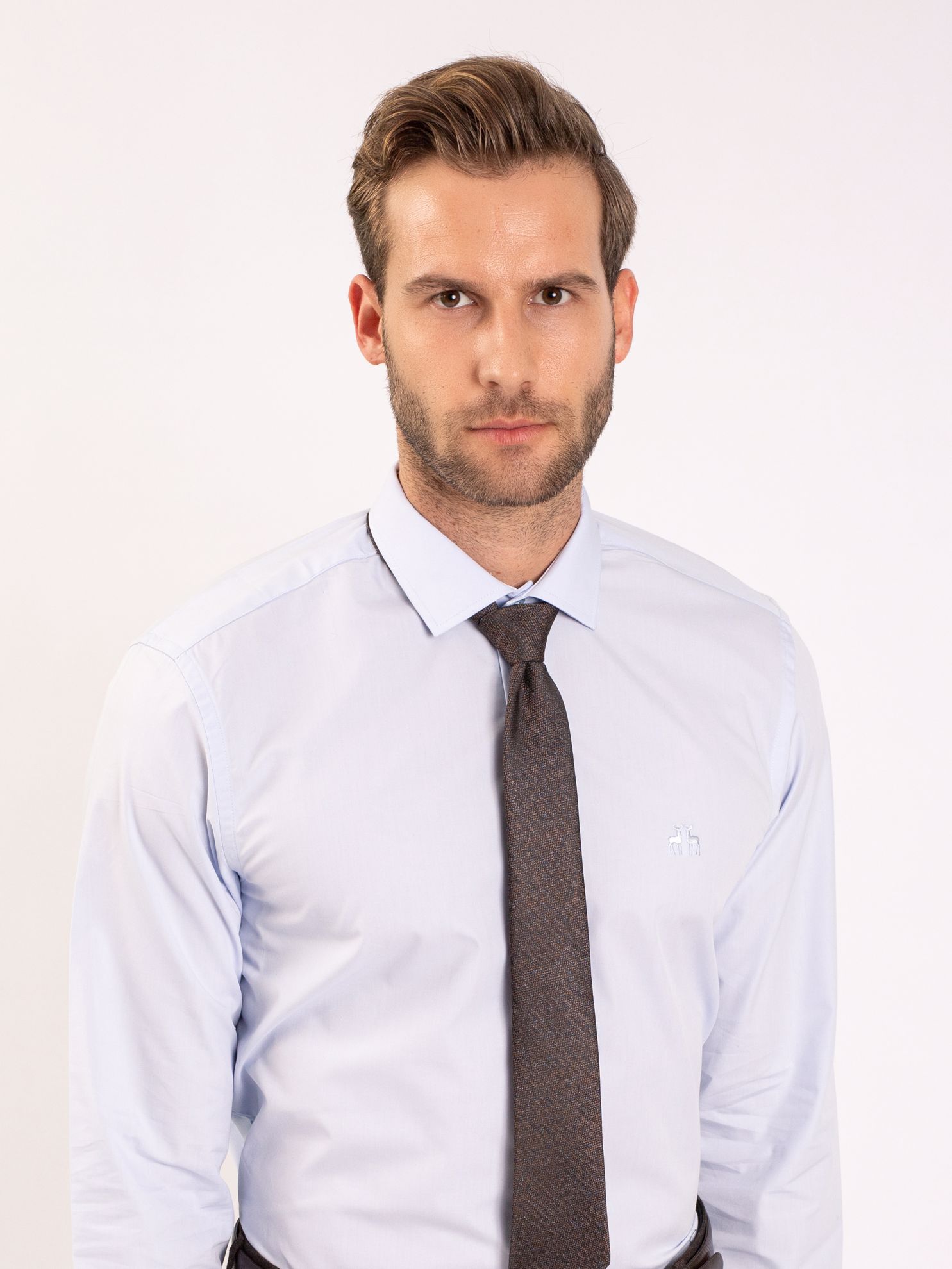 Karaca Erkek Slim Fit Gömlek-Açık Mavi. ürün görseli
