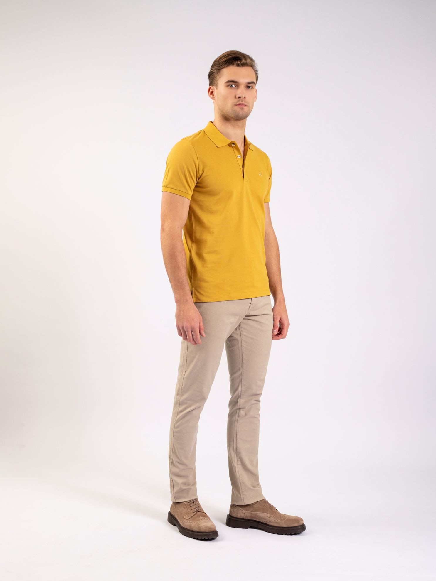 Karaca Erkek Slim Fit Polo Yaka Tişört-Hardal. ürün görseli