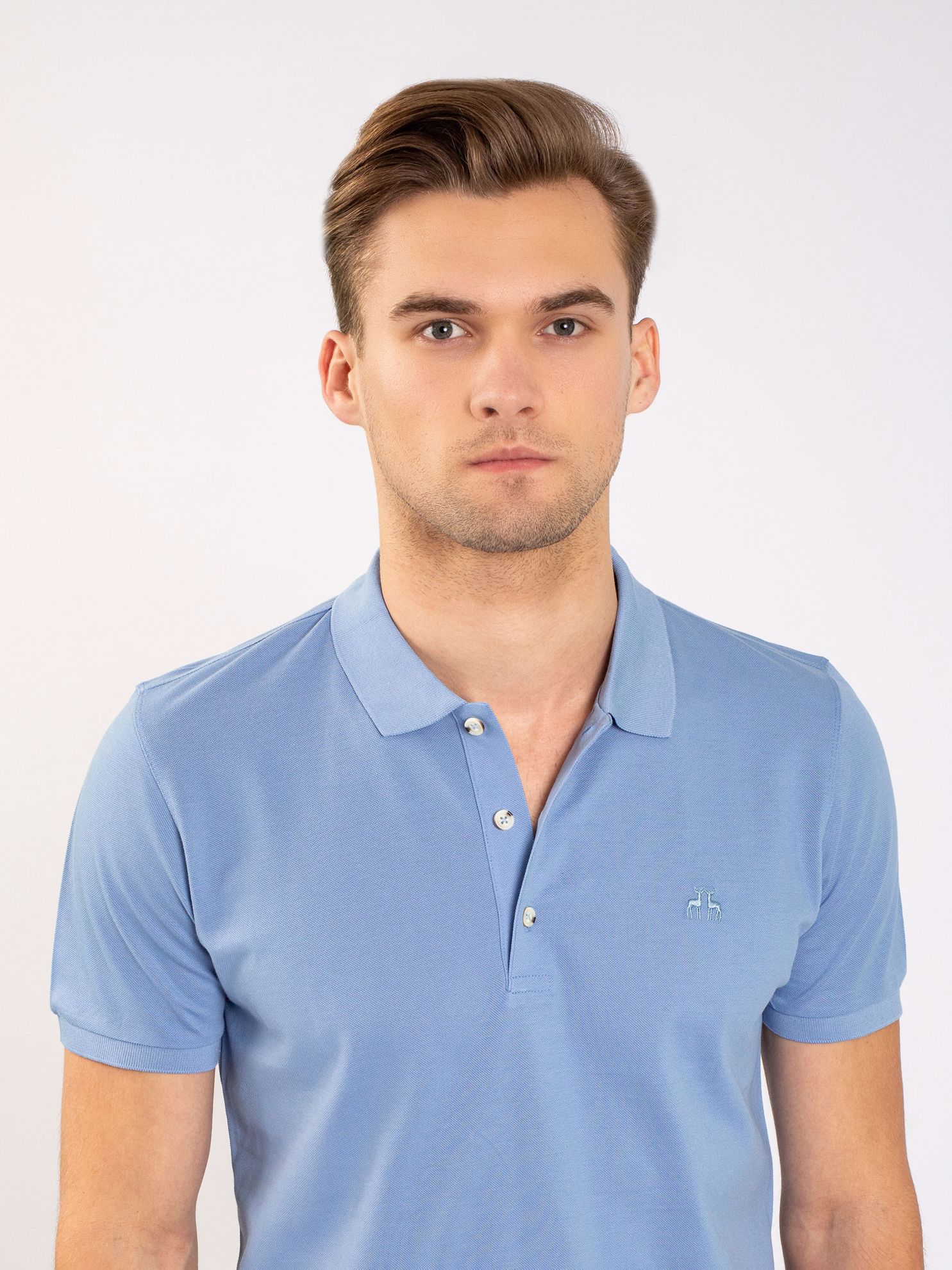Karaca Erkek Slim Fit Polo Yaka Tişört-Açık Mavi. ürün görseli