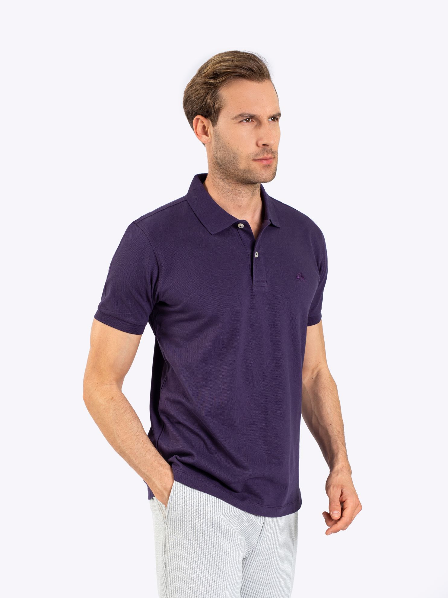 Karaca Erkek Slim Fit Polo Yaka Tişört-Mor. ürün görseli