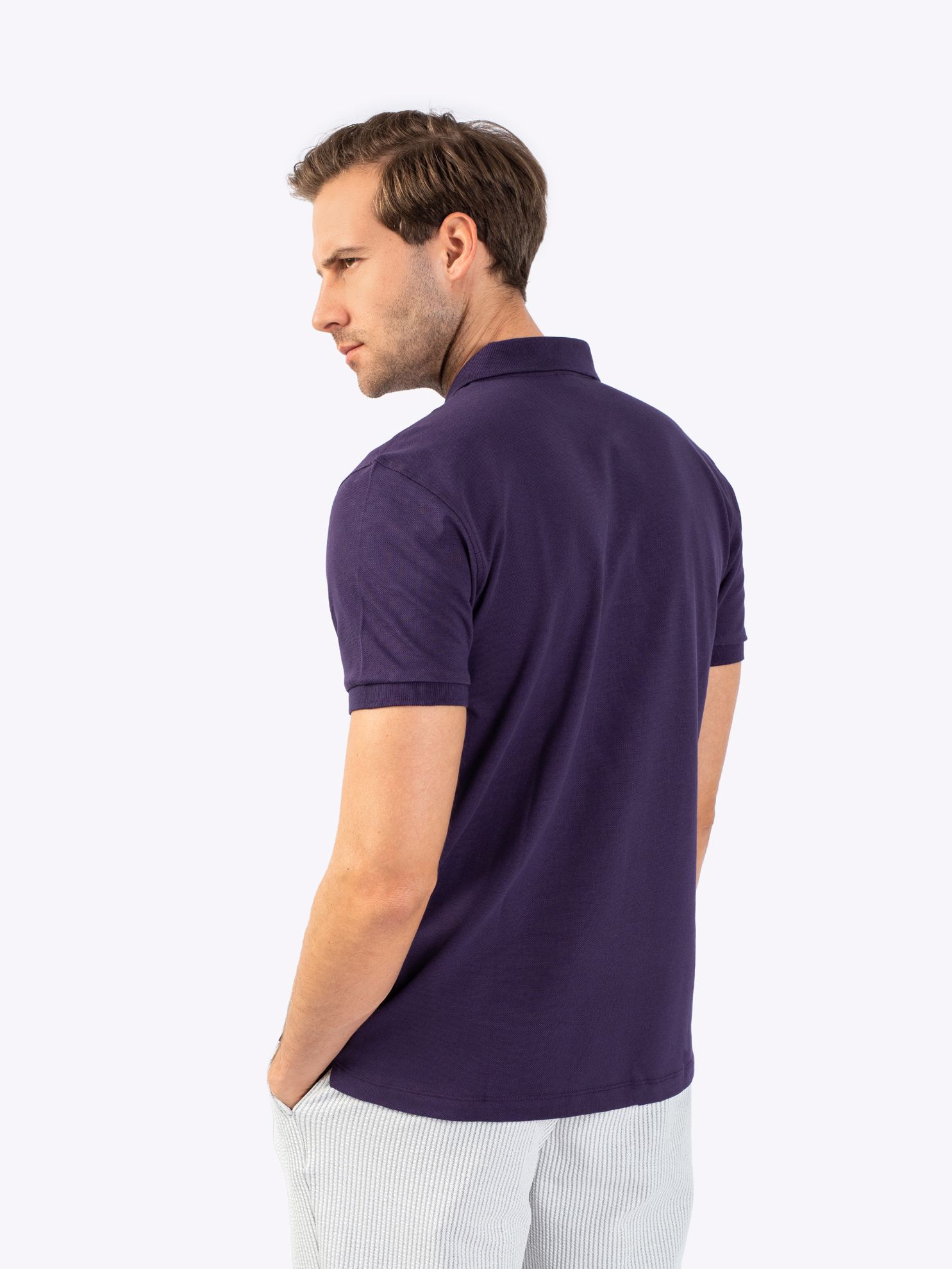 Karaca Erkek Slim Fit Polo Yaka Tişört-Mor. ürün görseli