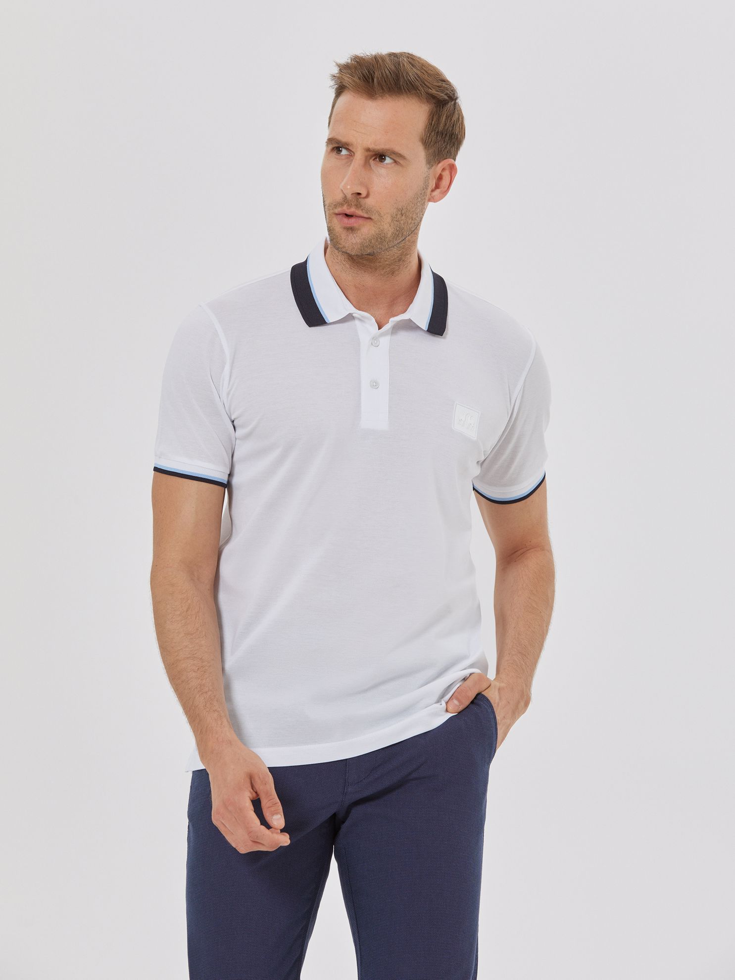 Picture of Karaca Erkek Slim Fit Polo Yaka Tişört-Beyaz