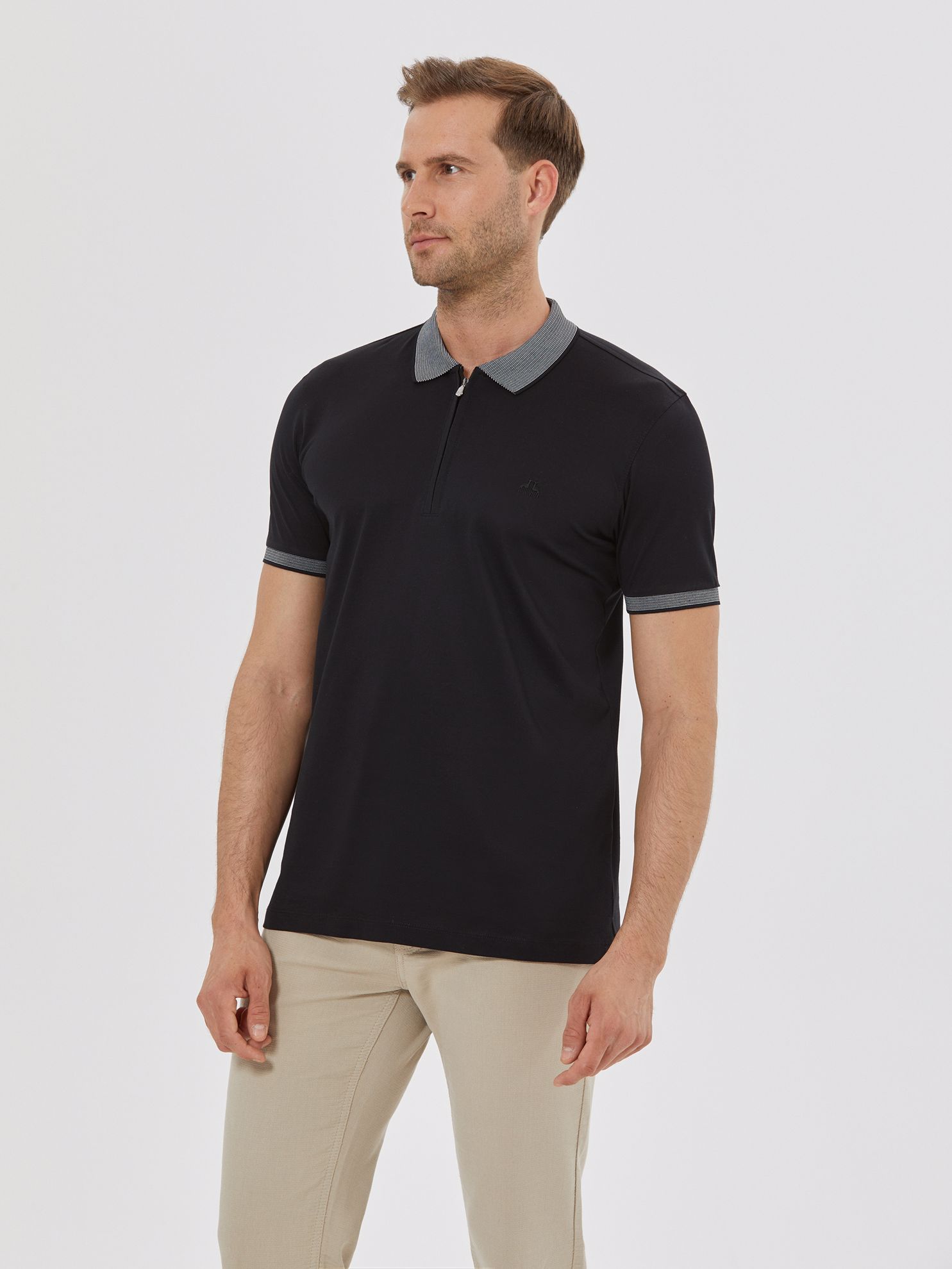 Karaca Erkek Slim Fit Polo Yaka Tişört-Siyah. ürün görseli