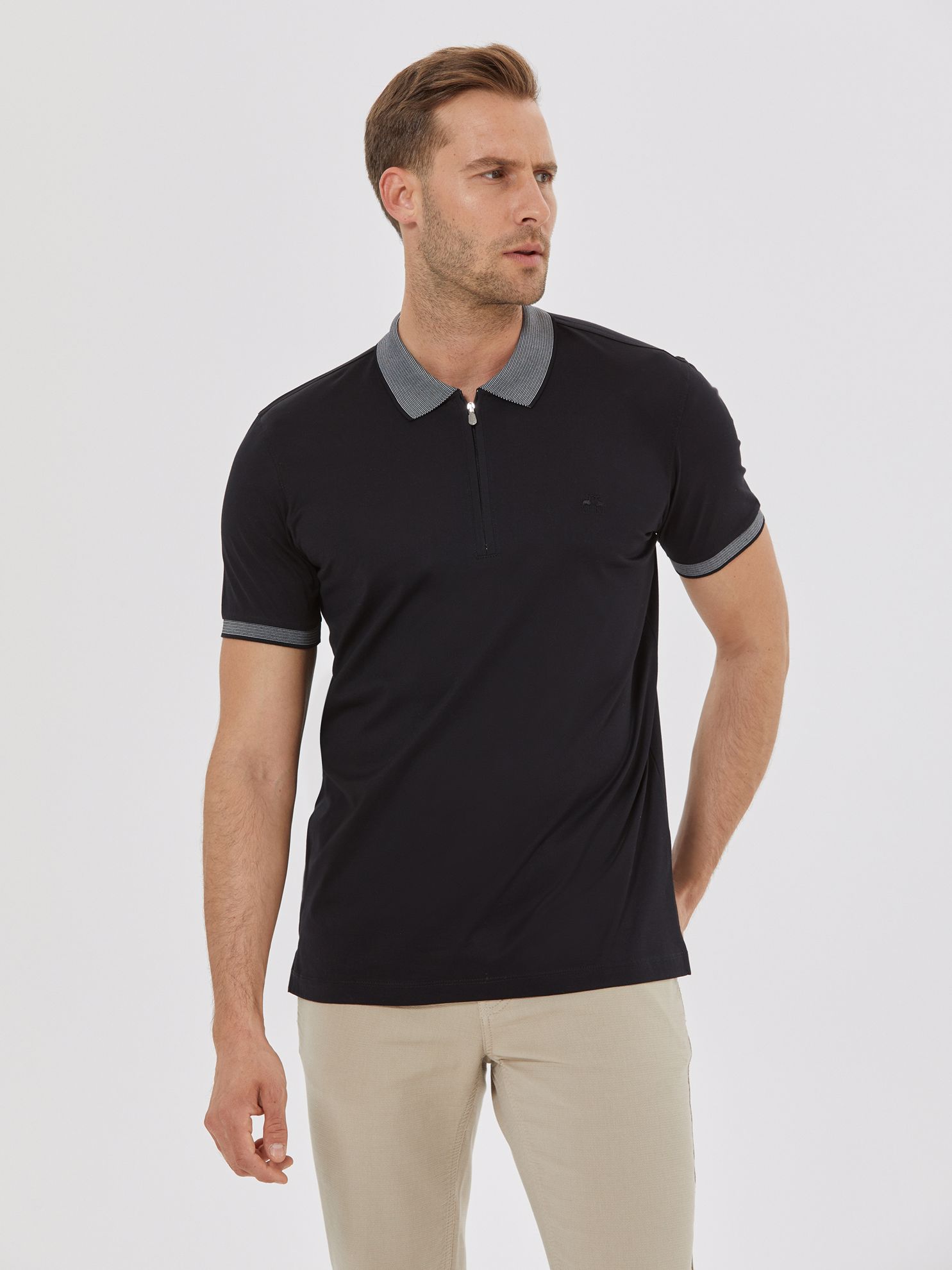 Karaca Erkek Slim Fit Polo Yaka Tişört-Siyah. ürün görseli