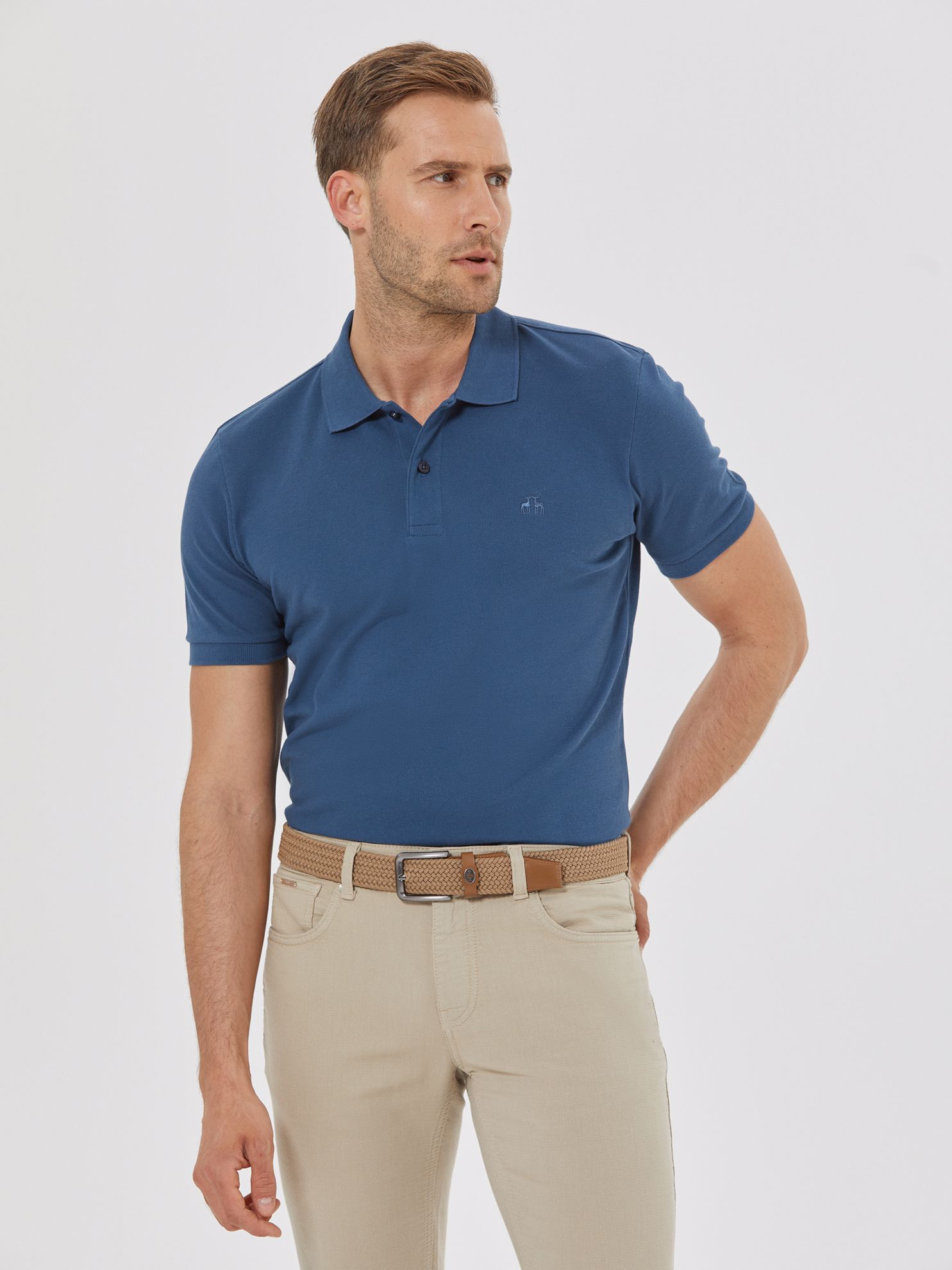 Picture of Karaca Erkek Slim Fit Polo Yaka Tişört-New Petrol