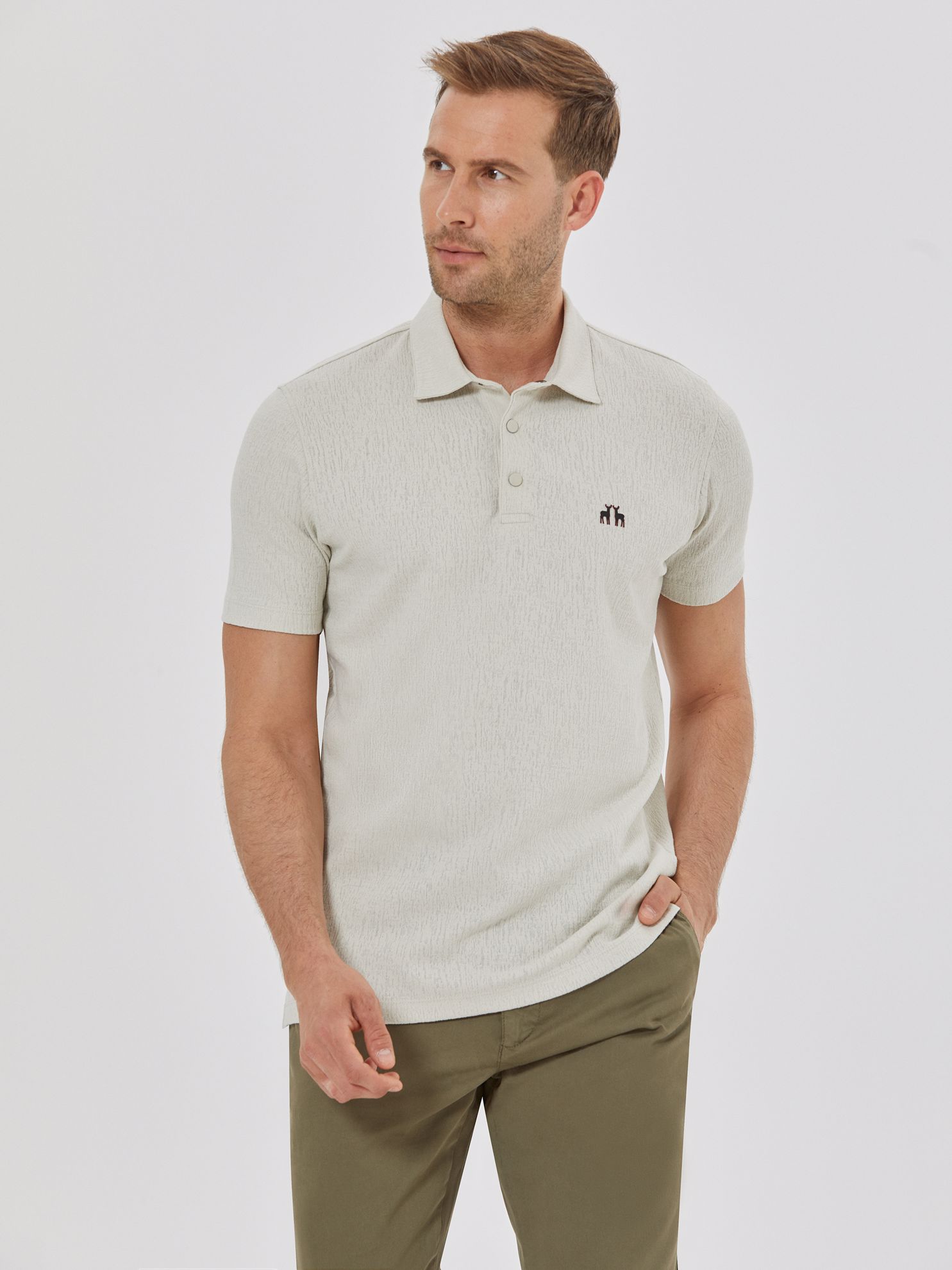 Picture of Karaca Erkek Regular Fit Polo Yaka Tişört-Taş