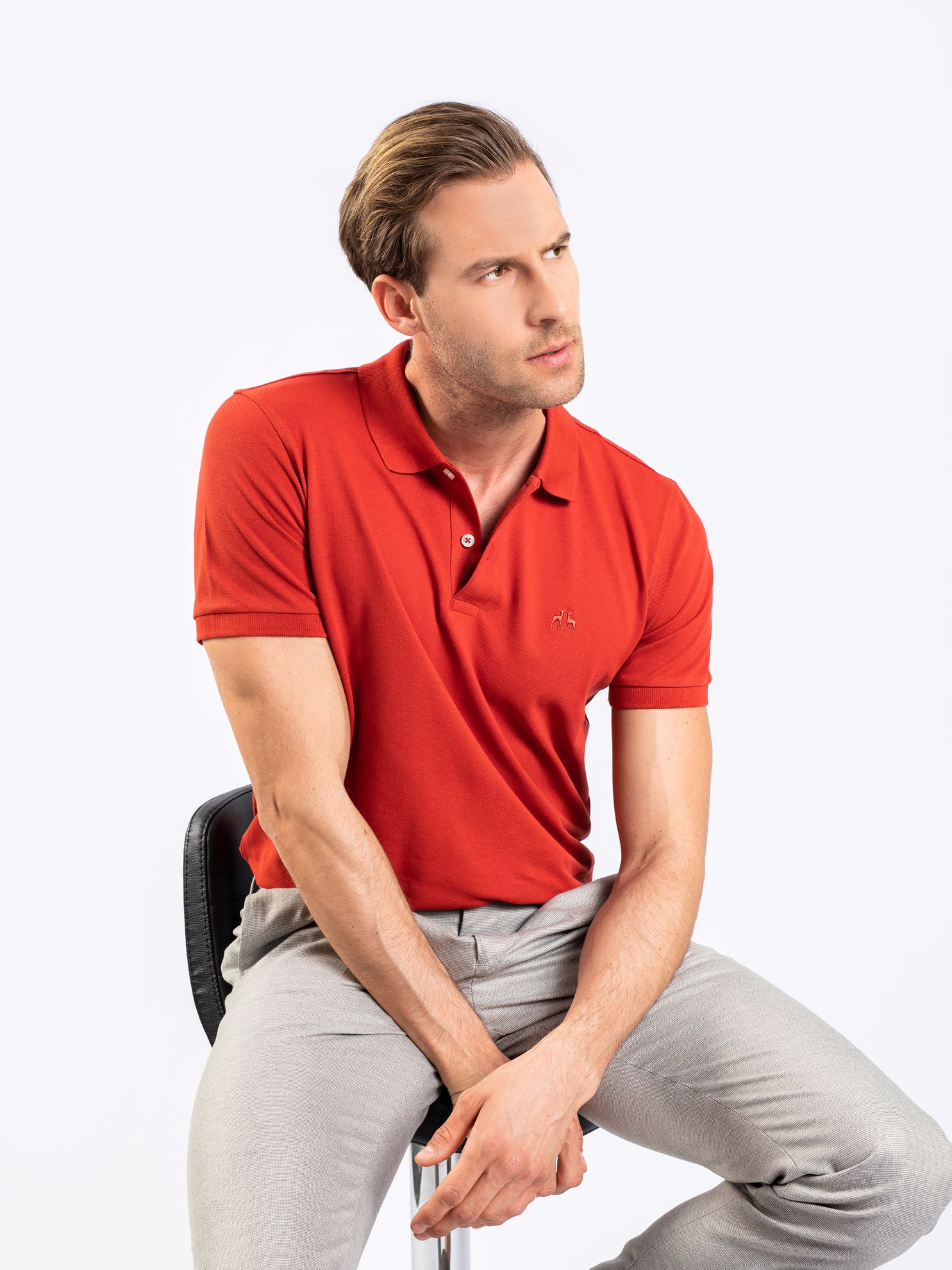 Picture of Karaca Erkek Slim Fit Polo Yaka Tişört-Kiremit