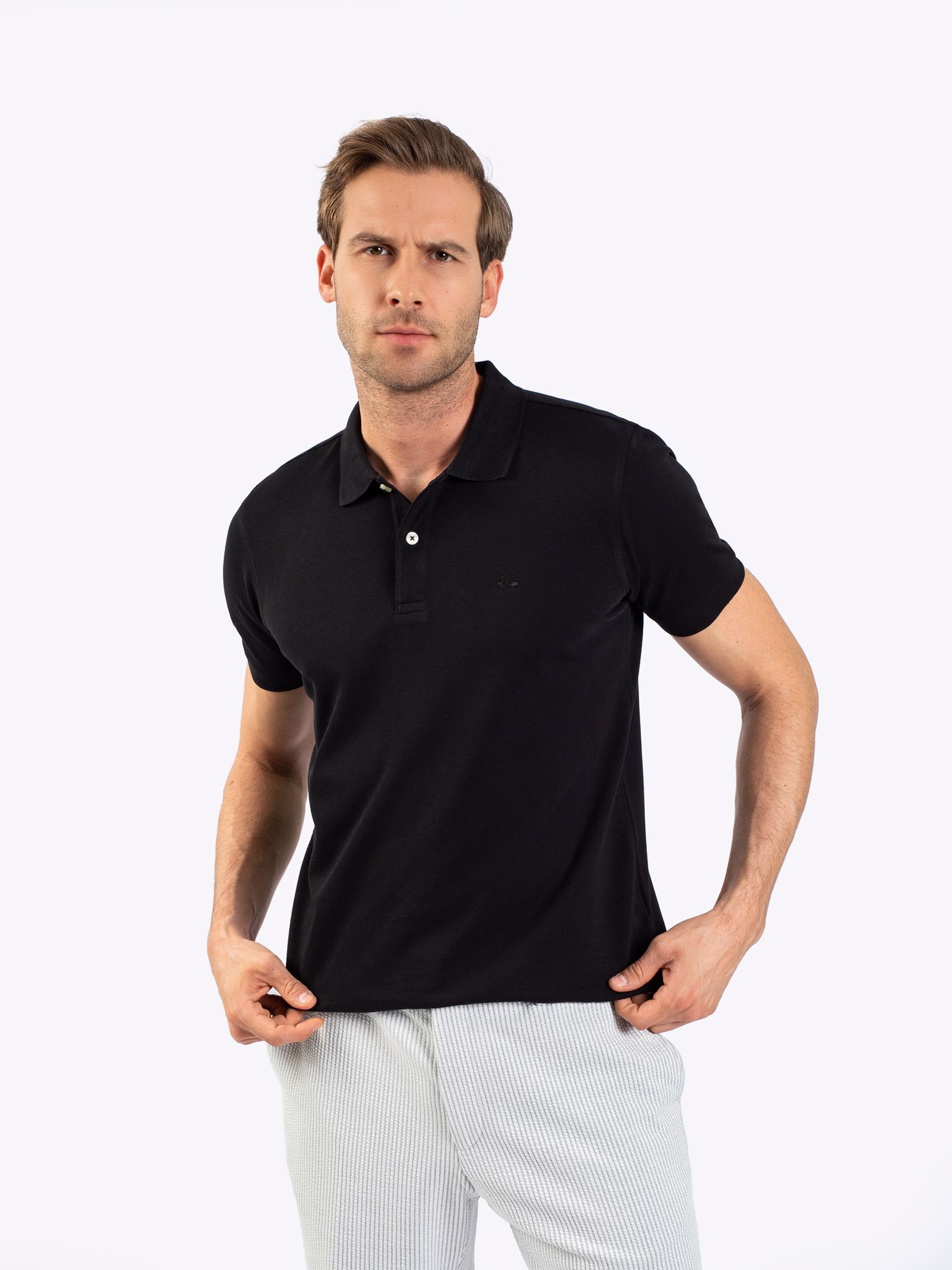 Picture of Karaca Erkek Slim Fit Polo Yaka Tişört-Siyah