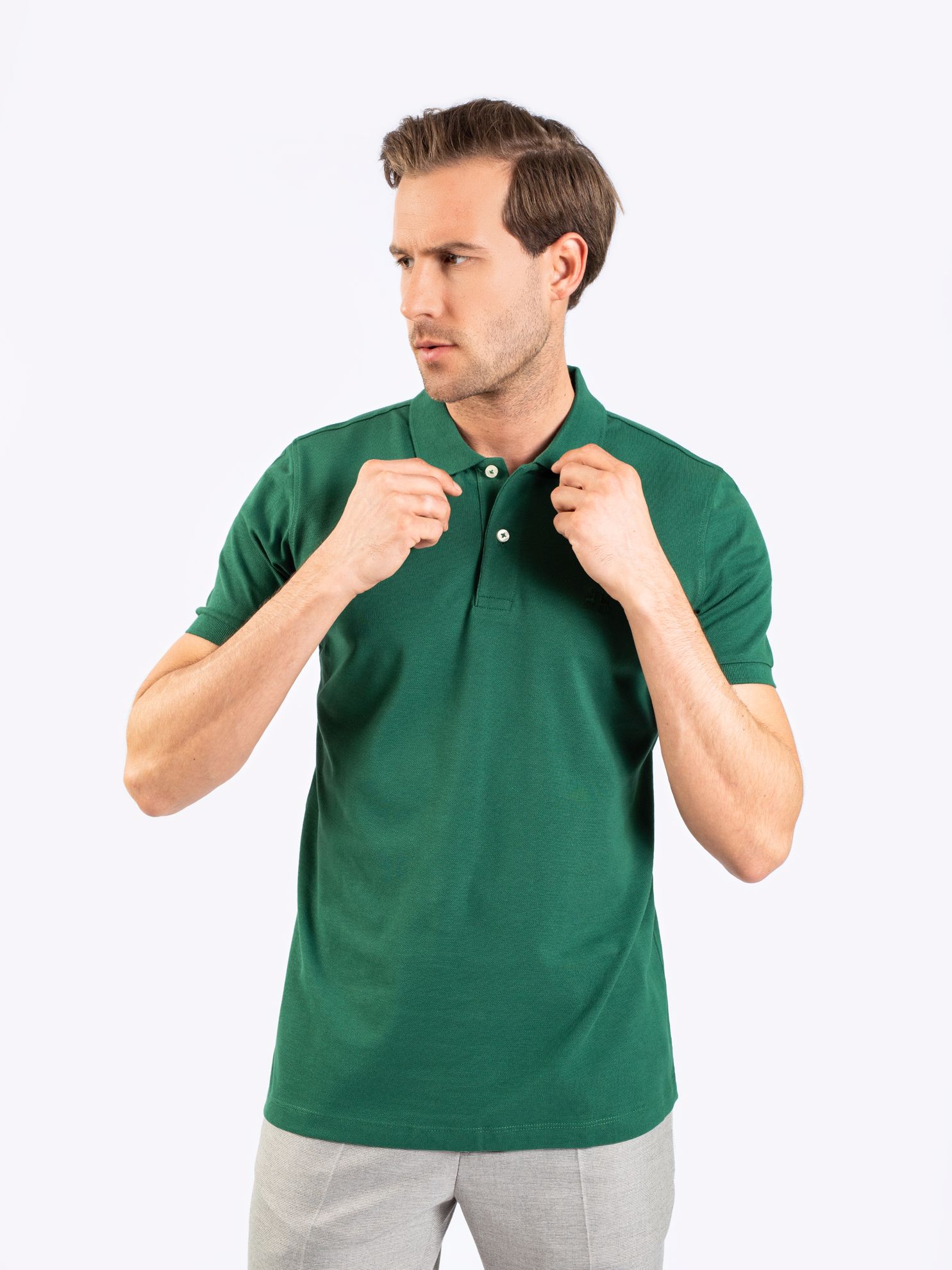 Karaca Erkek Slim Fit Polo Yaka Tişört-Çimen Yeşili. ürün görseli