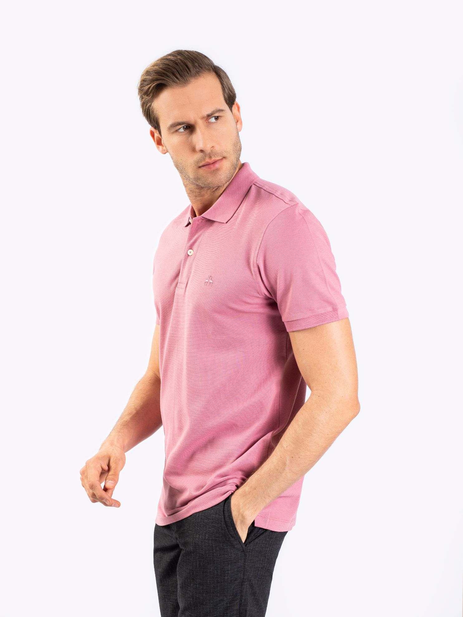 Karaca Erkek Slim Fit Polo Yaka Tişört-Pudra. ürün görseli