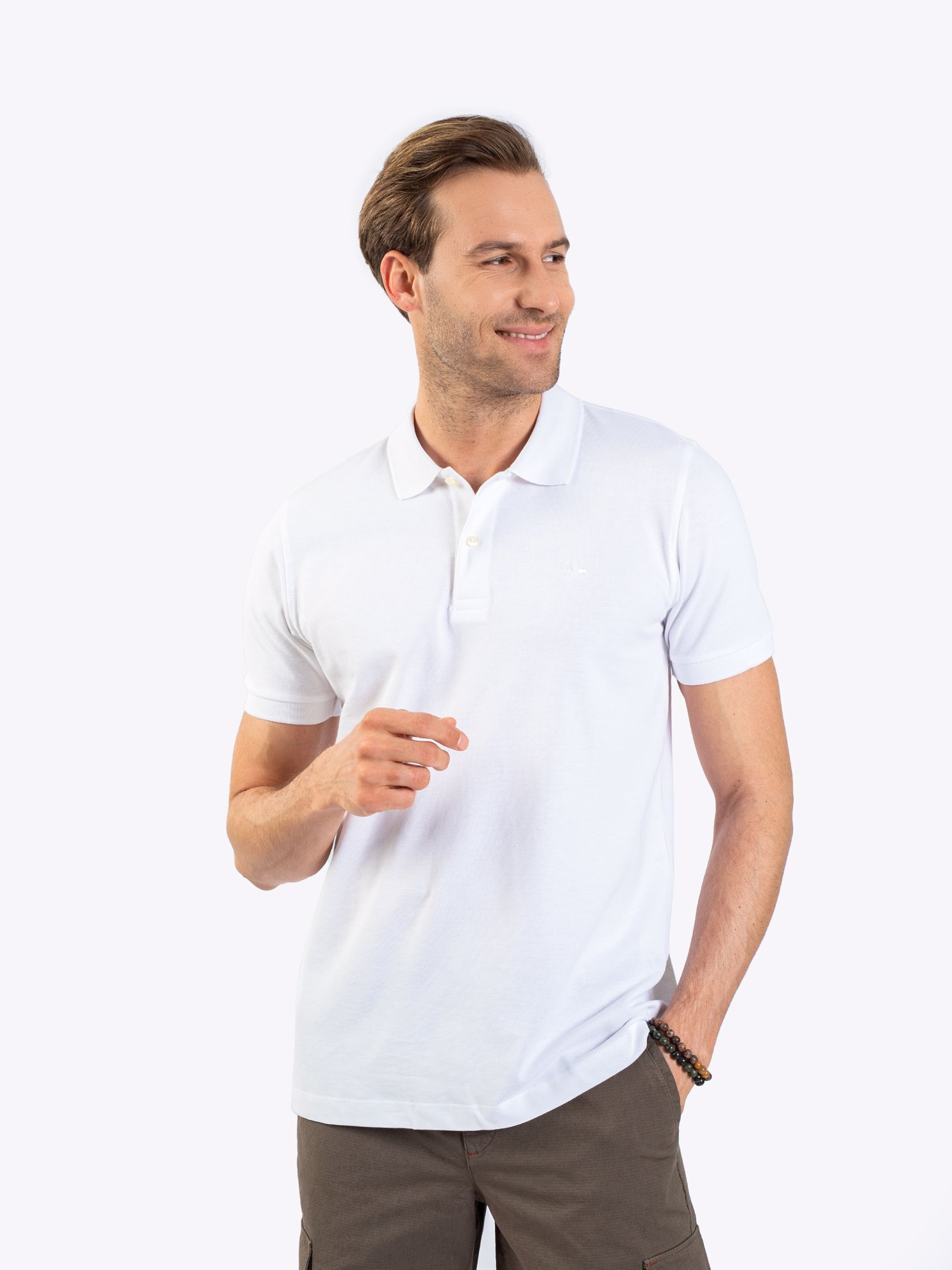 Picture of Karaca Erkek Slim Fit Polo Yaka Tişört-Beyaz