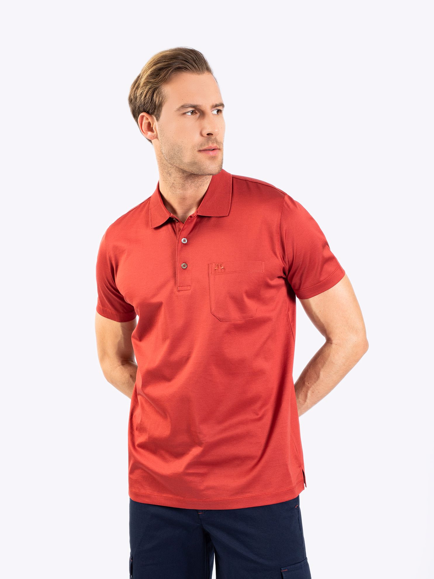 Picture of Karaca Erkek Regular Fit Polo Yaka Tişört-New Koyu Kiremit