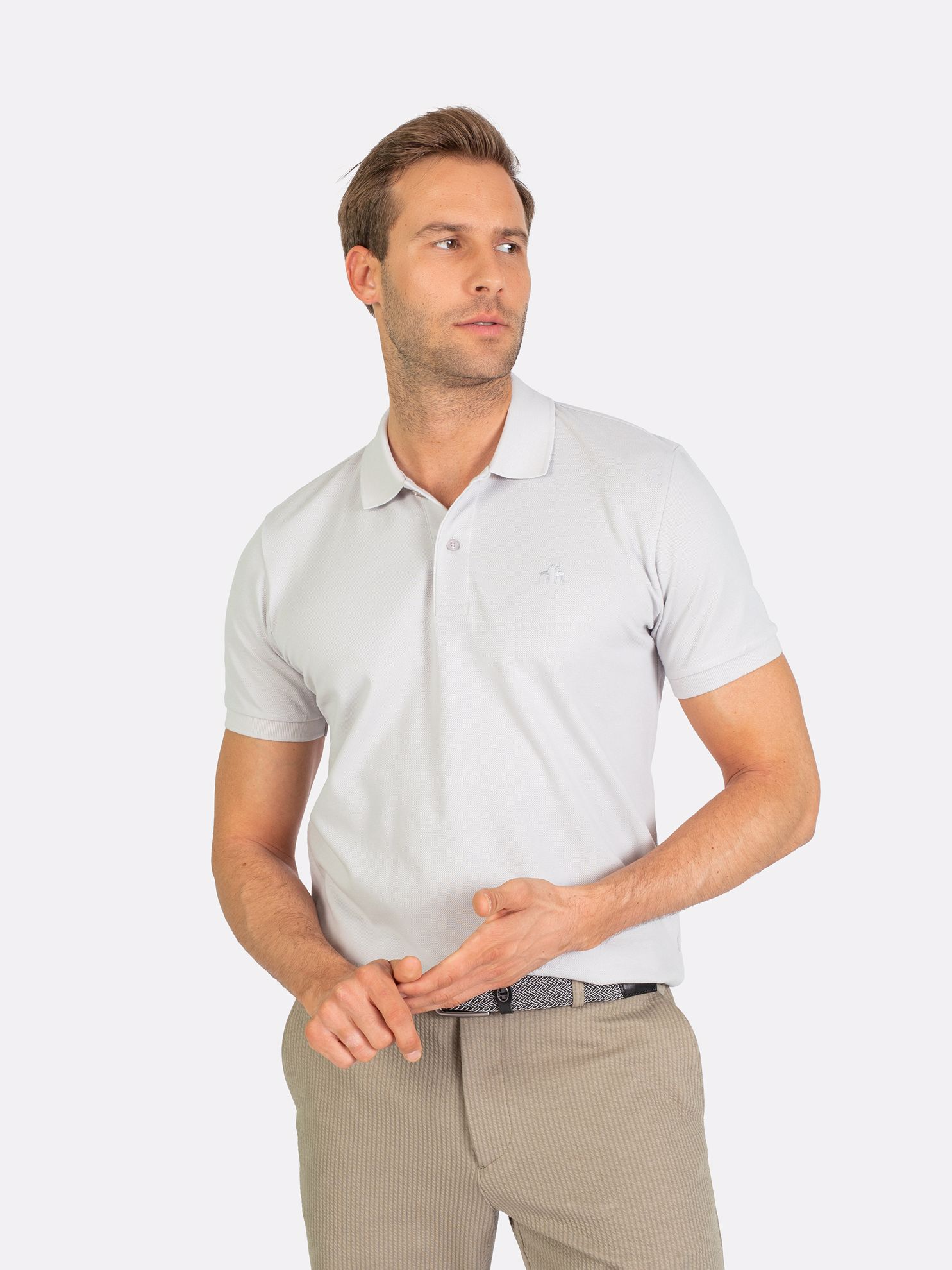 Karaca Erkek Slim Fit Polo Yaka Tişört-New Açık Gri. ürün görseli