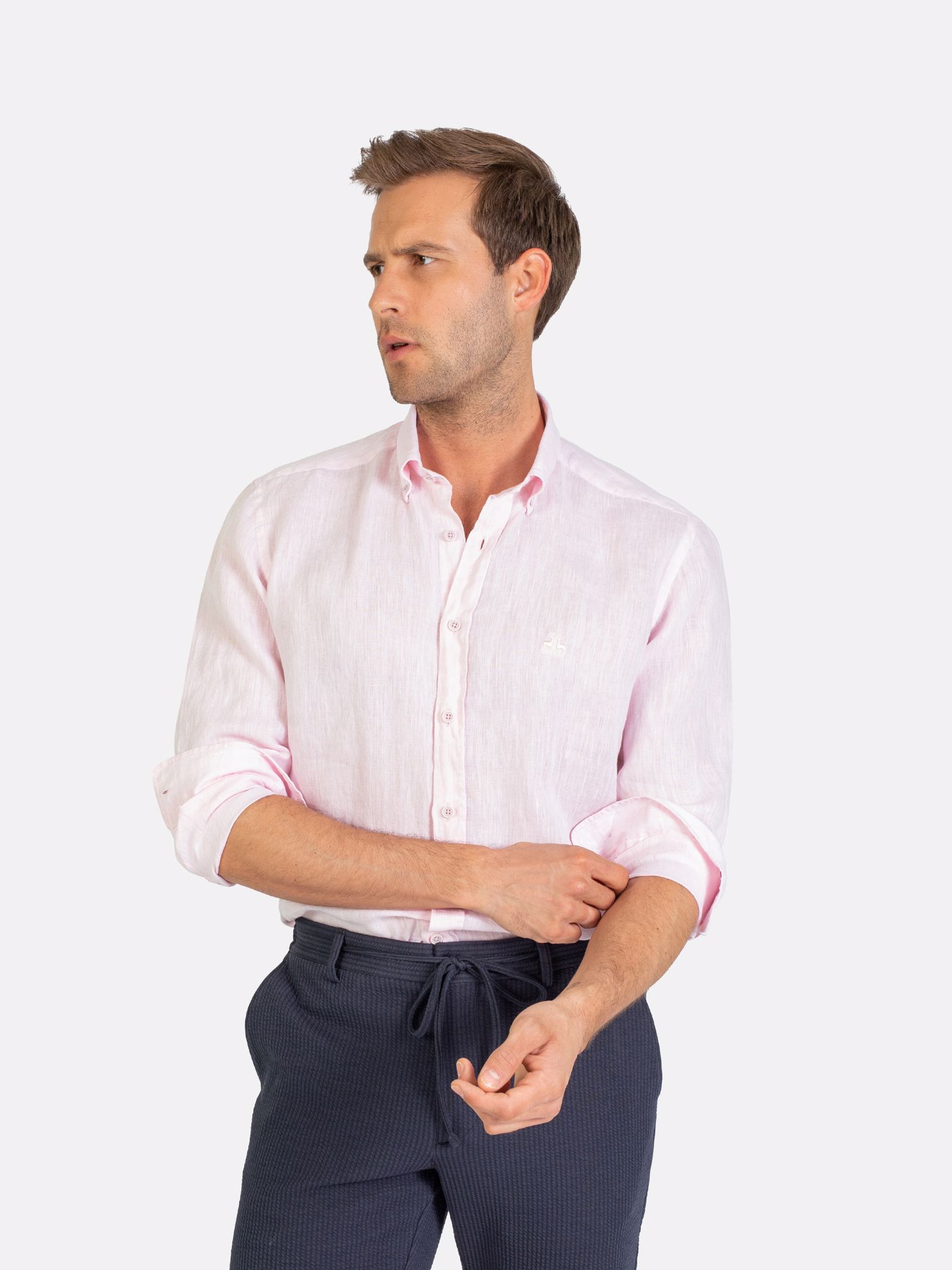 Karaca Erkek Slim Fit Gömlek-Pembe. ürün görseli